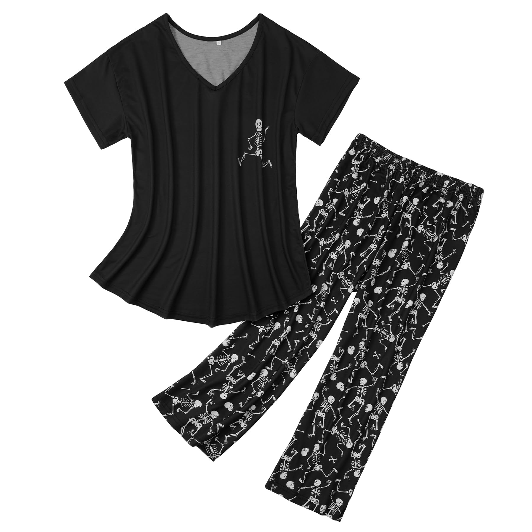 Women’s Halloween Skeleton Pajama Set – Spooky Lounge Sleepwear