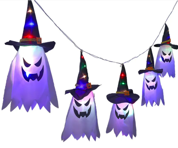 Halloween Ghost Curtain String Lights – Indoor & Outdoor Décor