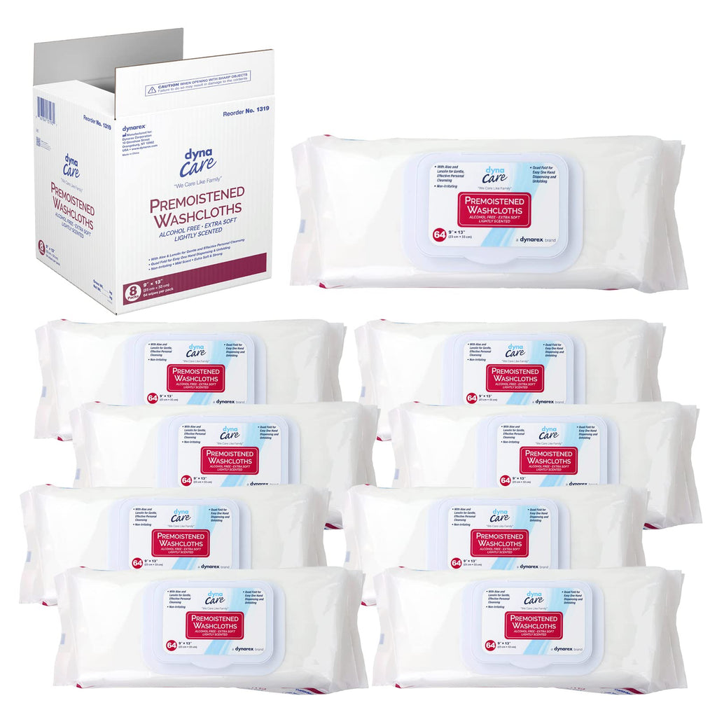 Dynarex Premoistened Cleansing Wipes – 8 Pack Case