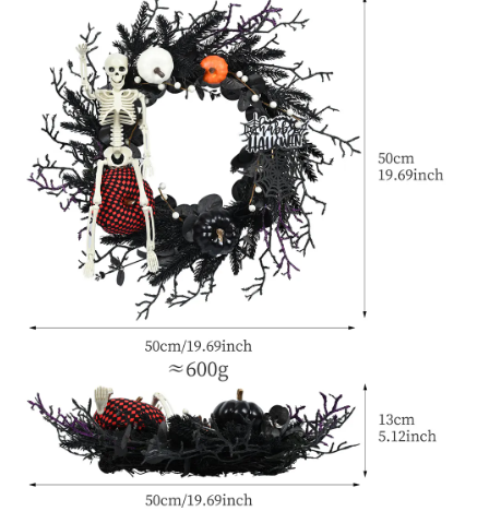 Halloween Skeleton Wreath – Spooky Door & Porch Décor