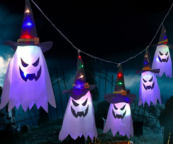 Halloween Ghost Curtain String Lights – Indoor & Outdoor Décor